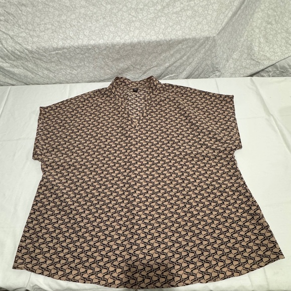 woman blouse brown with black pattern design brand shein size 2xl - Picture 1 of 5
